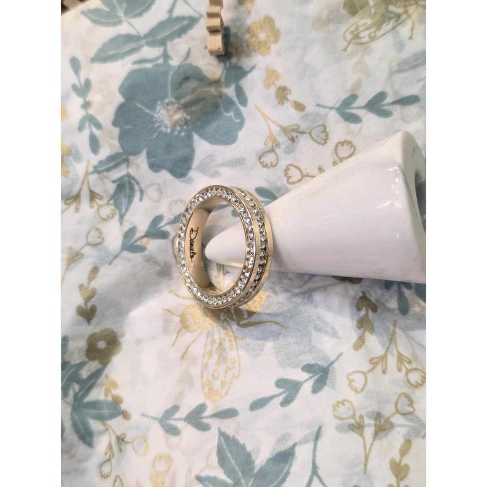 Crystal Pave Setting Band Gold Plated Stainless Steel Size 10.5